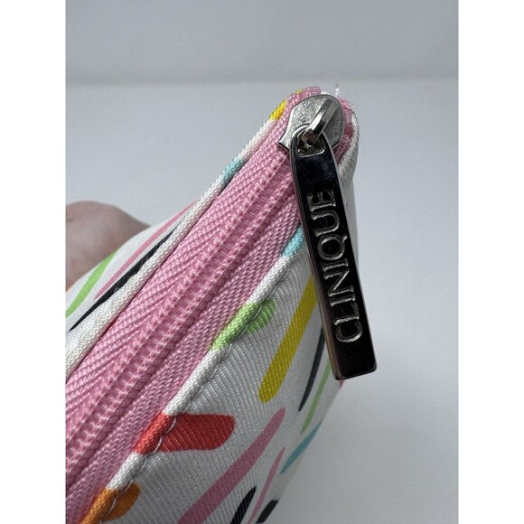 Clinique Sprinkles Makeup Toiletry Bag Zipper 8.5”x6” Travel - Picture 4 of 9